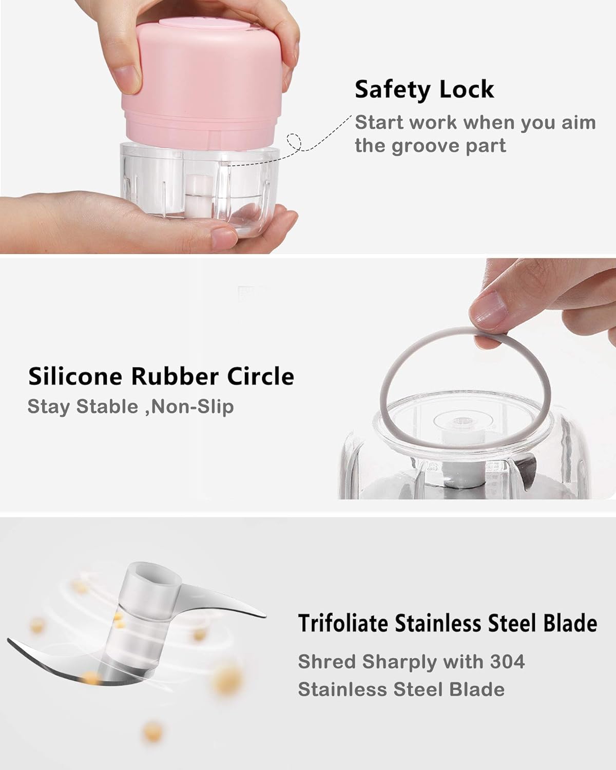 AYOTEE Cordless Electric Small Food Processor, Mini Food Chopper For Garlic Veggie Vegetables Fruit, Salad Mincing Puree, Kitchen, 1 Cup 250ML, BPA free, Pink AYOTEE Cordless Electric Small Food Processor, Mini Food Chopper For Garlic Veggie Vegetables Fruit, Salad Mincing Puree, Kitchen, 1 Cup 250ML, BPA free, Pink